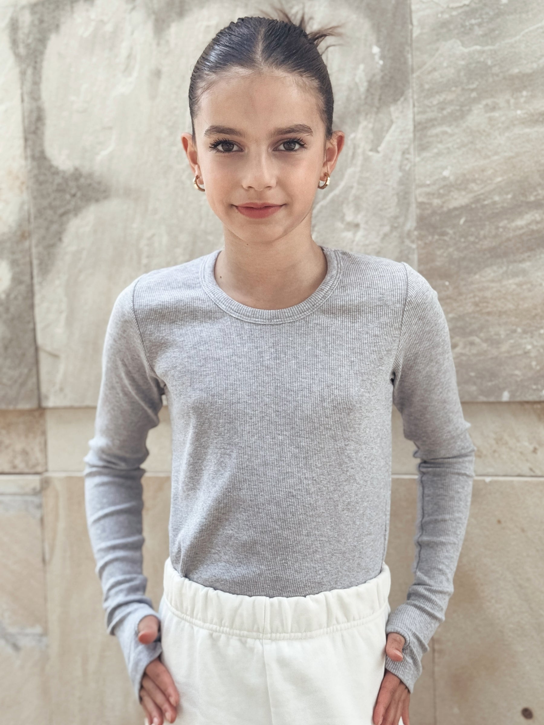 Coco Ribbed Long Sleeve Grey
