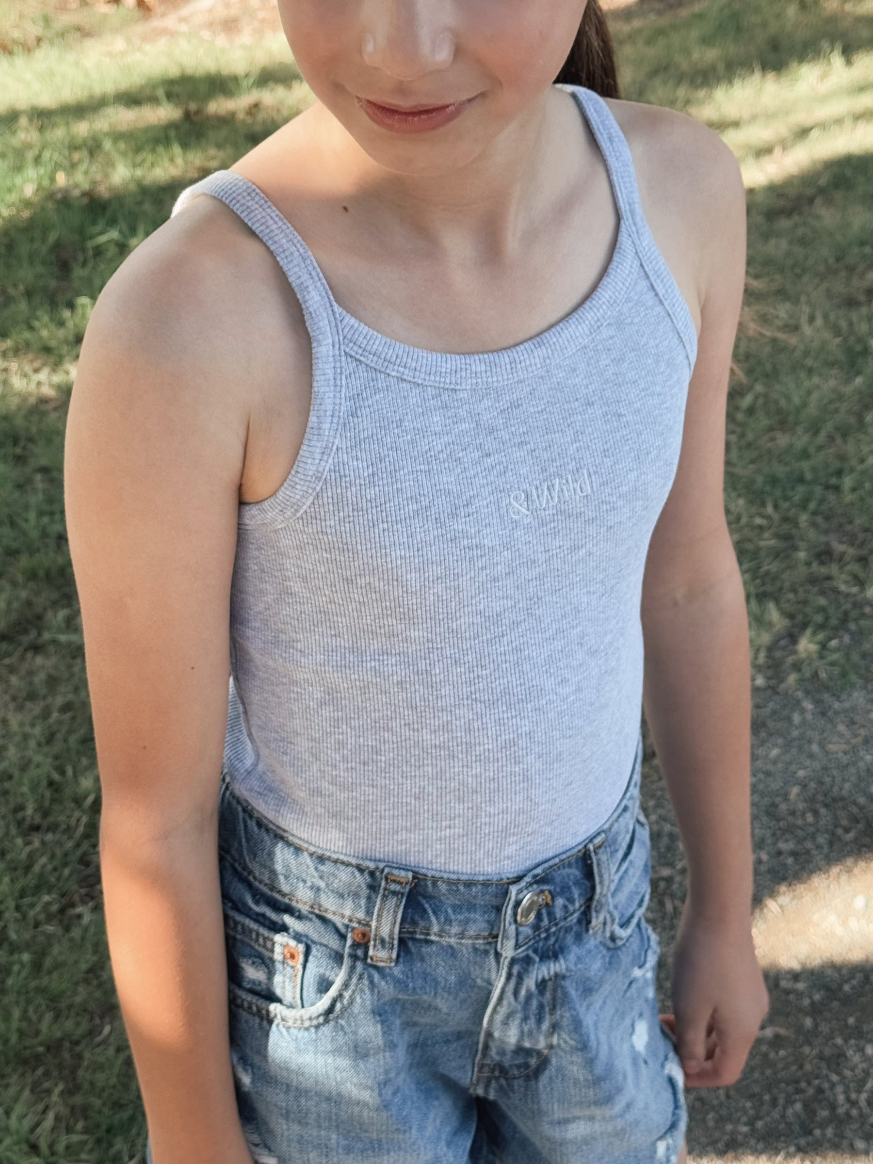 Evie Ribbed Singlet Grey