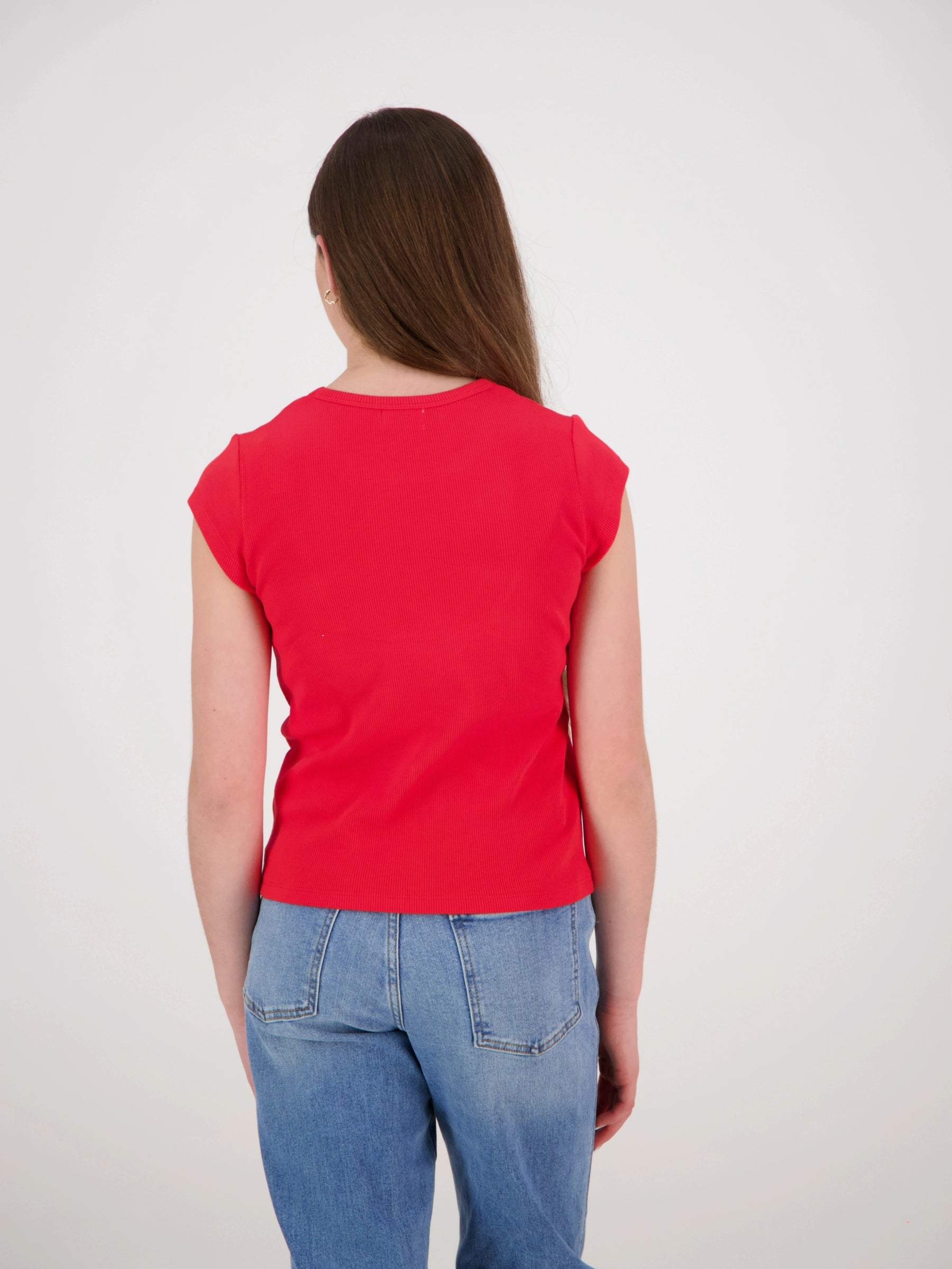 Coco Ribbed Cap Sleeve Red