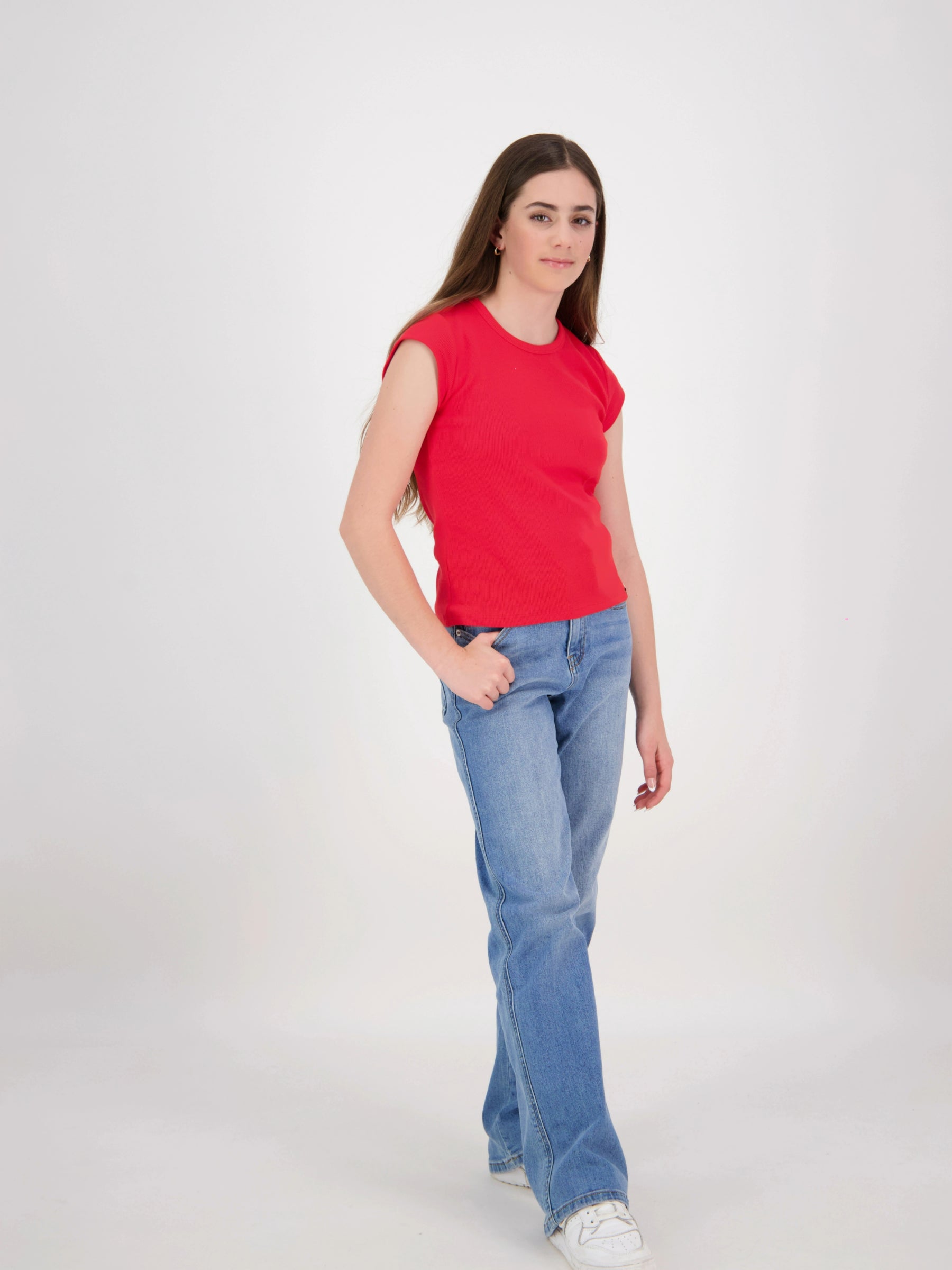 Coco Ribbed Cap Sleeve Red