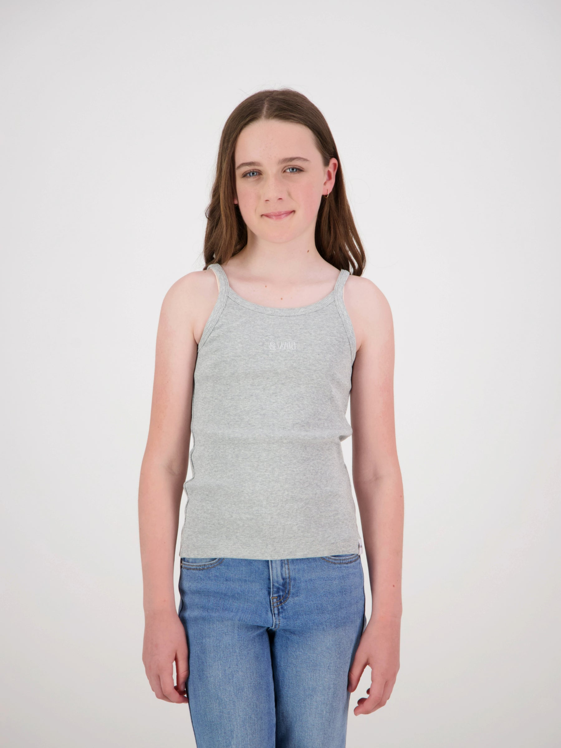 Evie Ribbed Singlet Grey