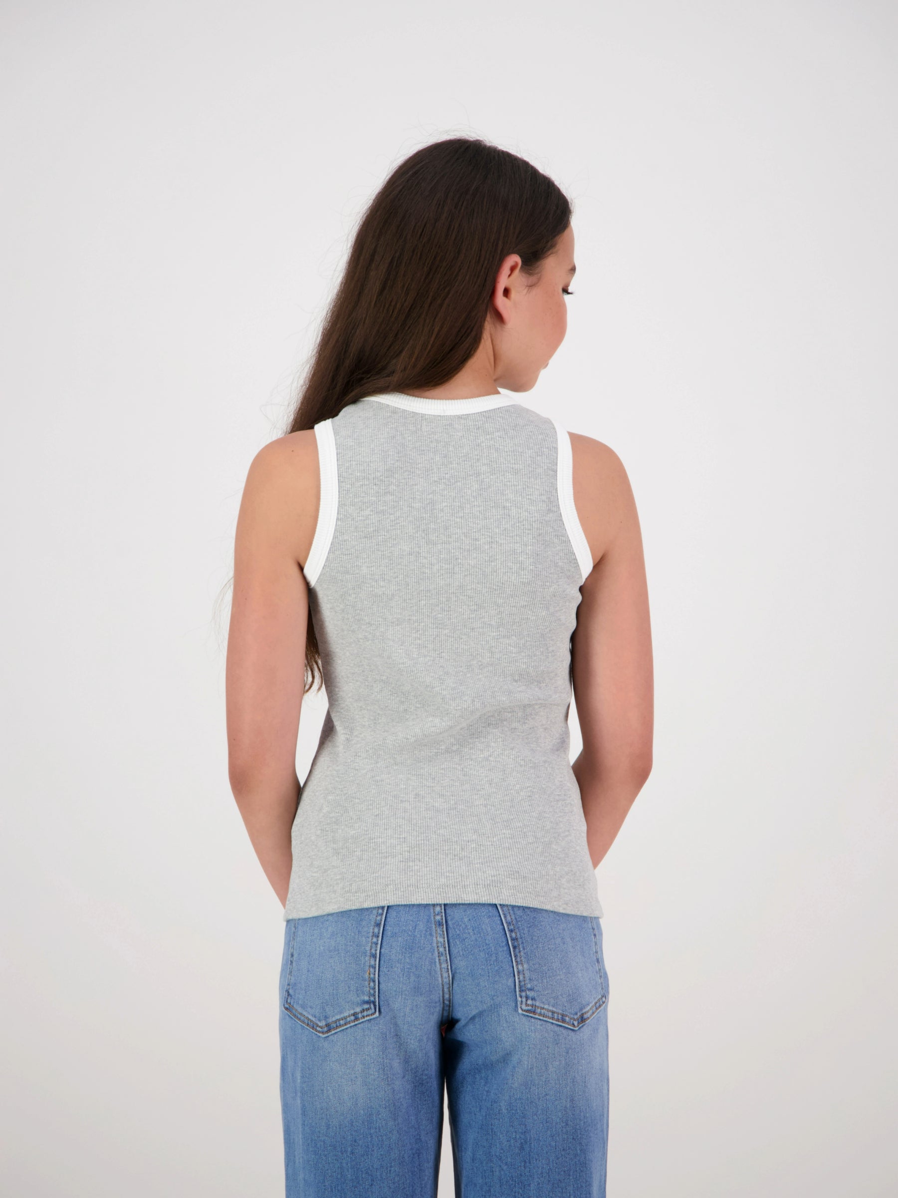 Nova Ribbed Singlet Grey/White